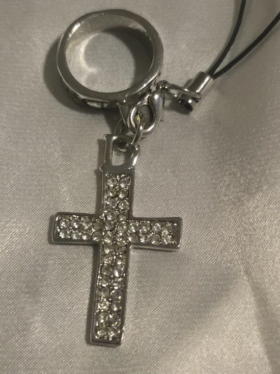 Dior Rhinestone Cross Pendant Necklace with Tag - Picture 2 of 5